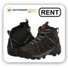 Hiking Boot on rent - Hikers trekking through a scenic mountain landscape wearing rented hiking boots from Outdoor Gear. Hikers trekking through a scenic mountain landscape wearing rented hiking boots from Outdoor Gear.