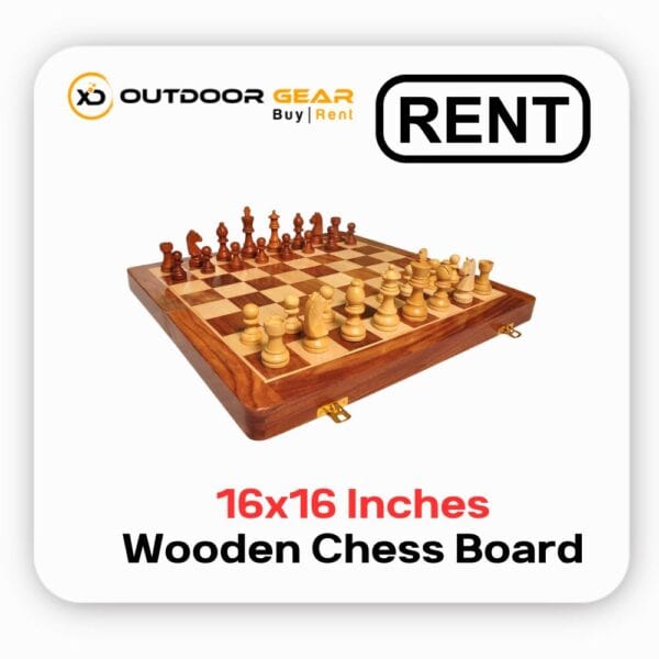 16 Inch Wooden Chess Board Set on Rent in Bangalore – Magnetic, Foldable, High-Quality Chess Set