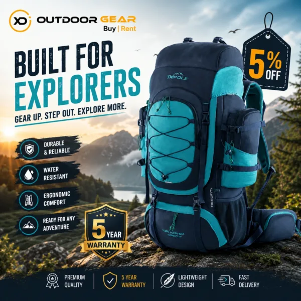 Tripole Walker Pro 60L metal frame rucksack front view in Bangalore Tripole Walker Pro 60L metal frame rucksack front view in Bangalore