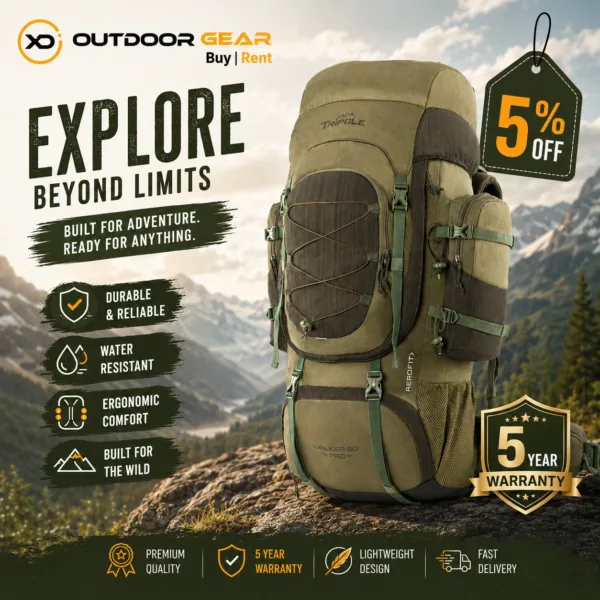 Waterproof rain cover deployed on the Tripole 60 Litre travel bag Waterproof rain cover deployed on the Tripole 60 Litre travel bag