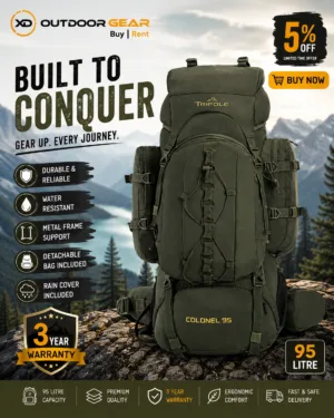 Bottom shoe compartment of the Tripole 95L rucksack