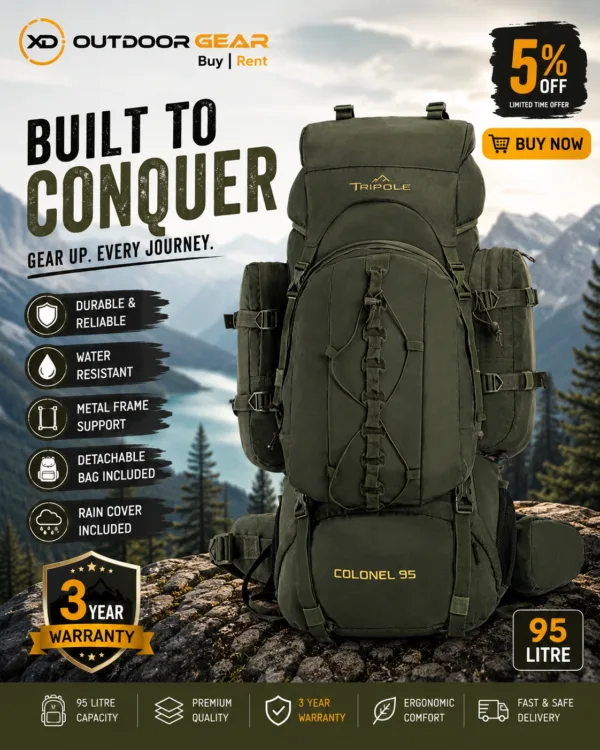 Bottom shoe compartment of the Tripole 95L rucksack