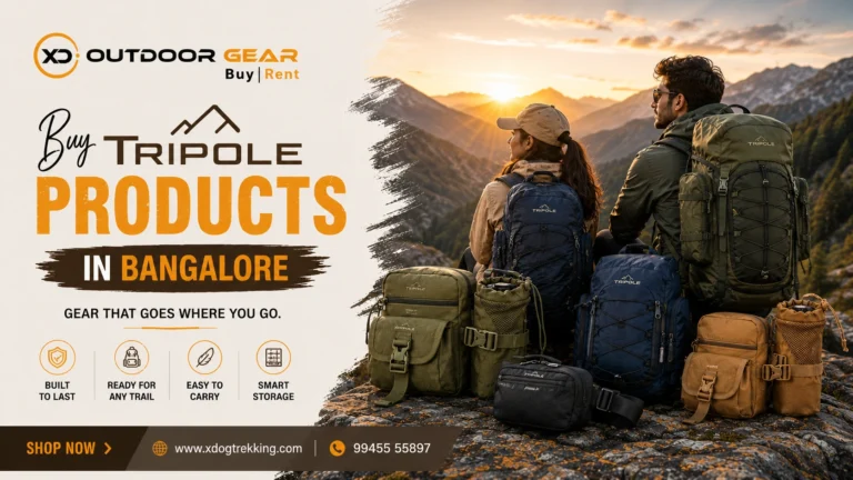 Buy Tripole products in Bangalore banner showing Tripole trekking rucksacks, backpacks, and tactical pouches by Outdoor Gear