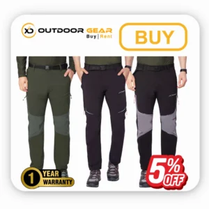 Front view of Tripole Trailblazer cargo pants with elastic waistband and belt