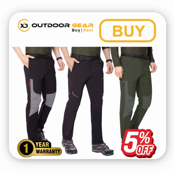 Side pocket detail of Tripole Trailblazer lightweight cargo pants with zipper