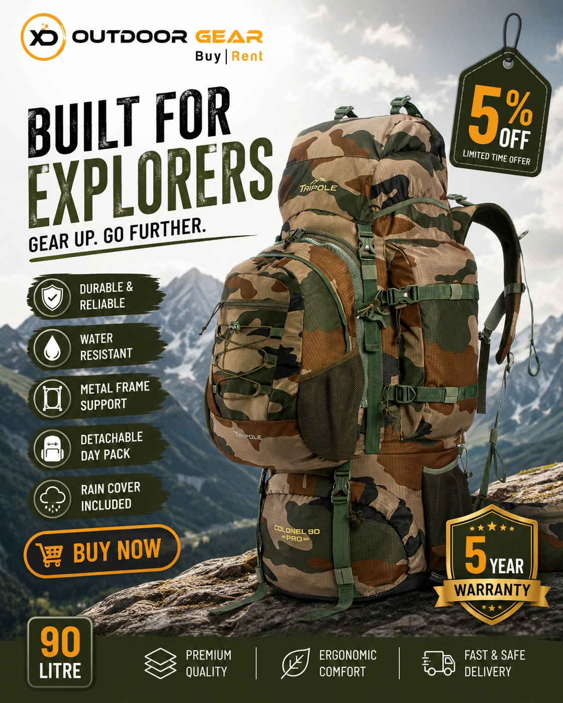 Tripole Colonel Pro 90L Rucksack in Bangalore