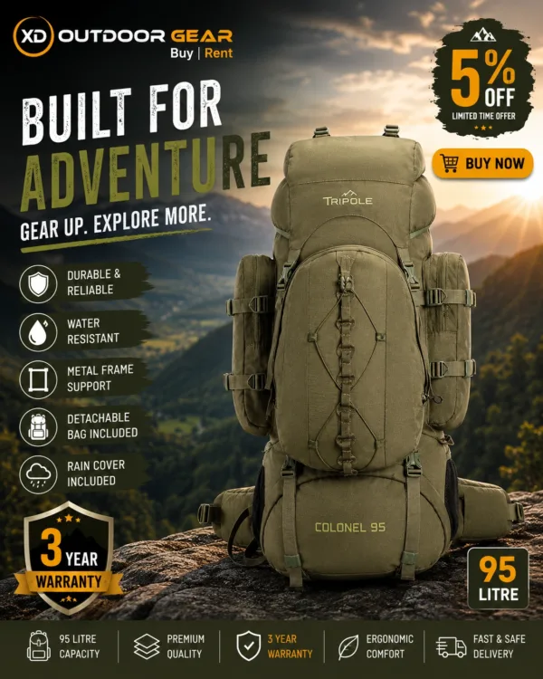 Tripole Colonel 95L Metal Frame Rucksack in Black