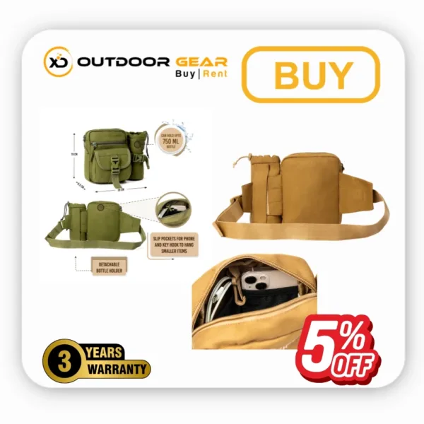 Adjustable 48 inch waist belt on Tripole Ranger hiking sling bag