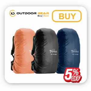 Tripole rain cover for 50 to 75 litre backpack on display at Outdoor Gear Bangalore
