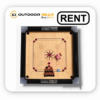 Full-size wooden carrom board on a foldable metal stand at Outdoor Gear Bangalore